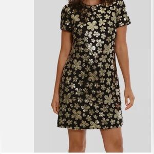 Brand new London Times Gold and Silver A-line Mini Dress